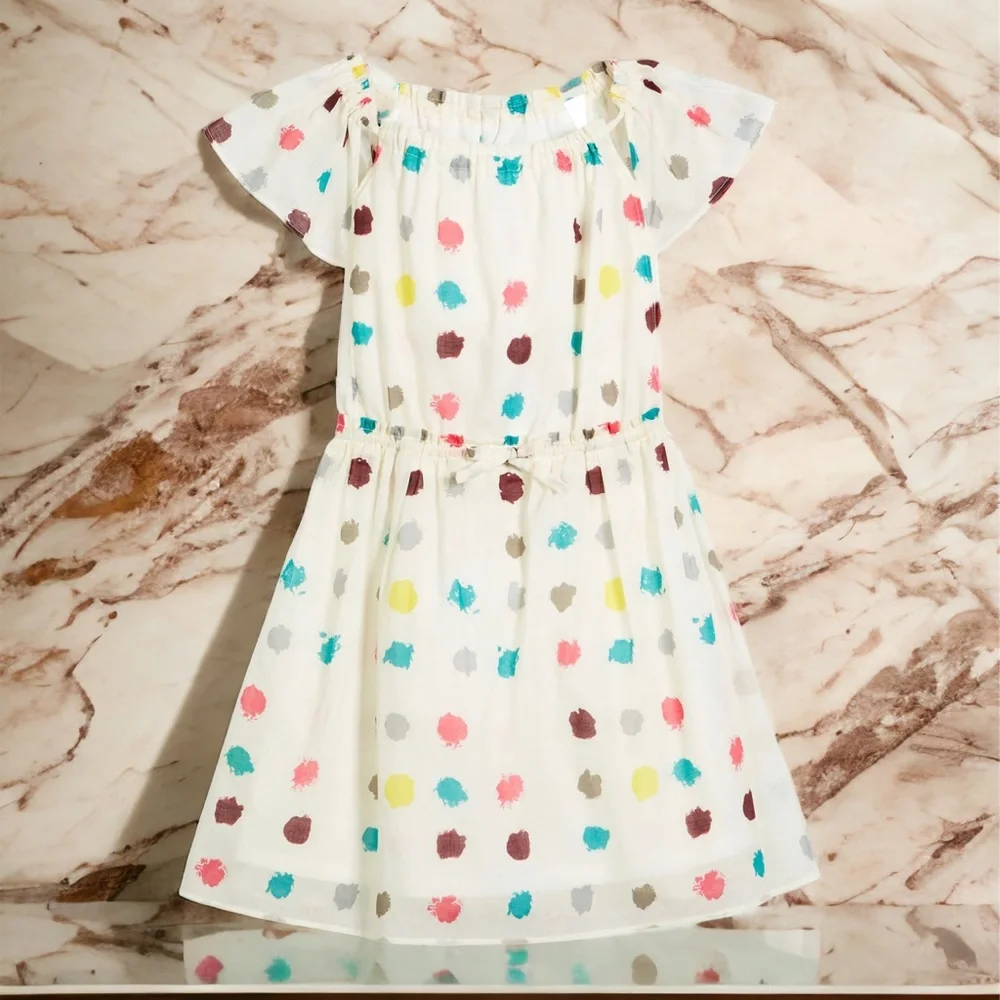 Burberry Maria Dot-Print Drawstring Waist Girl’s Dress Size 8Y - Picture 1 of 10